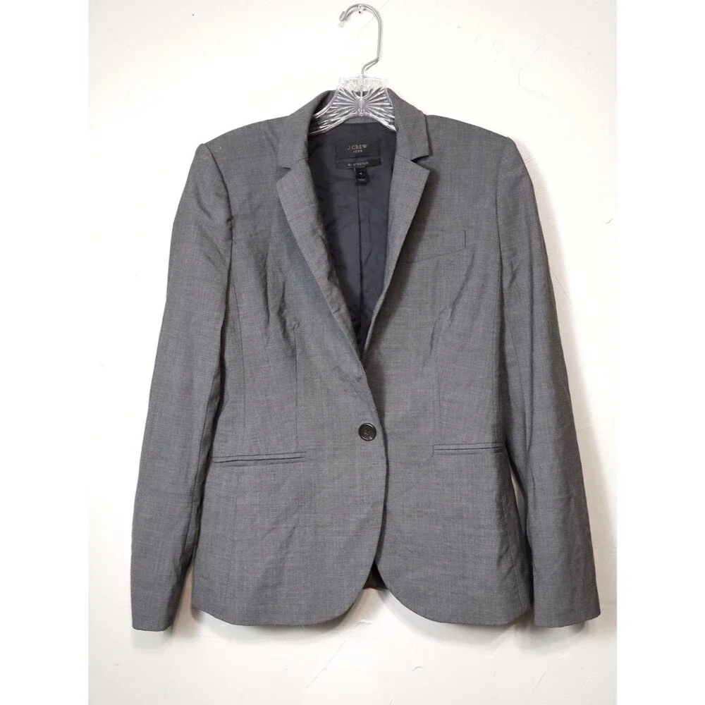 J. Crew #B3231 Bi-Stretch Campbell Dark Gray Blazer Size Woman's 4